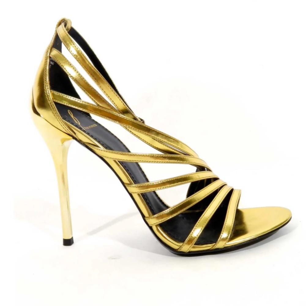 Brian Atwood - gold leather sandals / stilettos - Size 8.5 - New without box - Picture 6 of 6